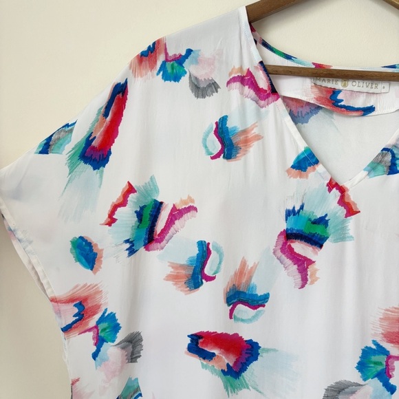 Marie Oliver Oliver Brushstroke Print Maxi Dress White Multi - Picture 4 of 10